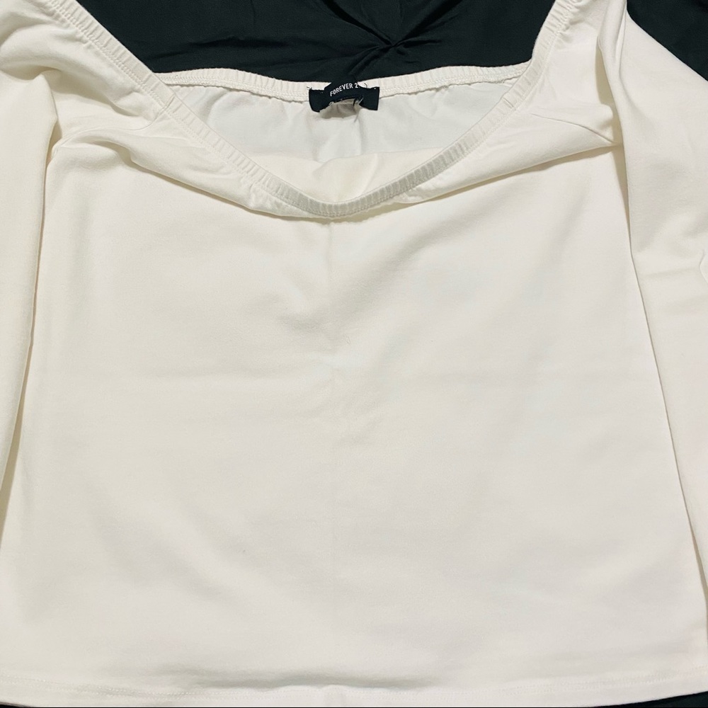 White off the shoulder crop top plus forever 21 - Picture 2 of 3